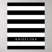Black and White Striped Pattern Custom Name Poster (Vorne)