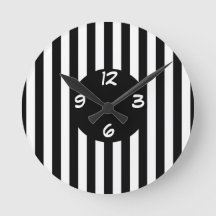 Black and White Stripes Round Clock