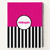 Black and White Stripes with Pink Glitter Notizblock (Rückseite)