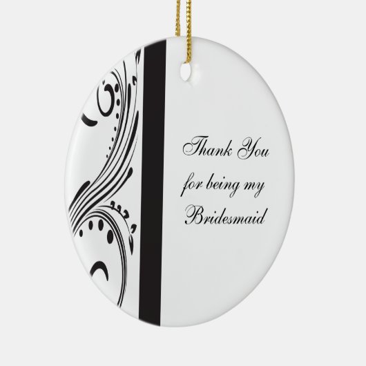 Black and White Swirls Bridesmaid Thank You Keramikornament (Rechts)