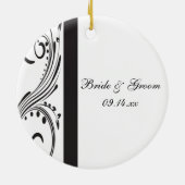 Black and White Swirls Bridesmaid Thank You Keramikornament (Hinten)