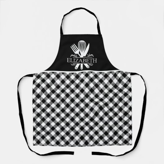 Black and White Tartan Plaid Pattern Schürze (Vorderseite)