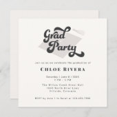 Black and White Tassel Grad Party Invitation (Vorne/Hinten)