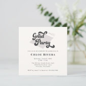 Black and White Tassel Grad Party Invitation (Stehend Vorderseite)