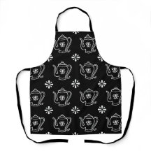Black and White Teapot Print Apron