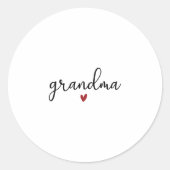 Black And White Text Grandma Heart Love Sticker (Vorderseite)