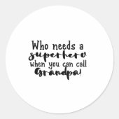 Black And White Text Grandpa Hero Love Sticker (Vorderseite)
