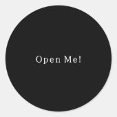 Black And White Text Open Me Quote Sticker (Vorderseite)