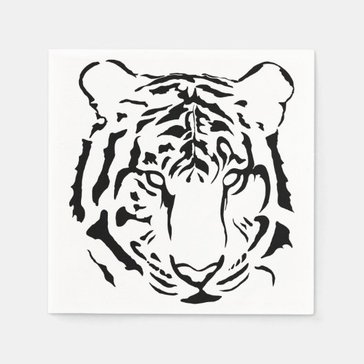 Black and White Tiger Cocktail Napkins Serviette (Vorderseite)