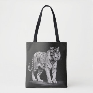 Black and white tiger drawing tasche