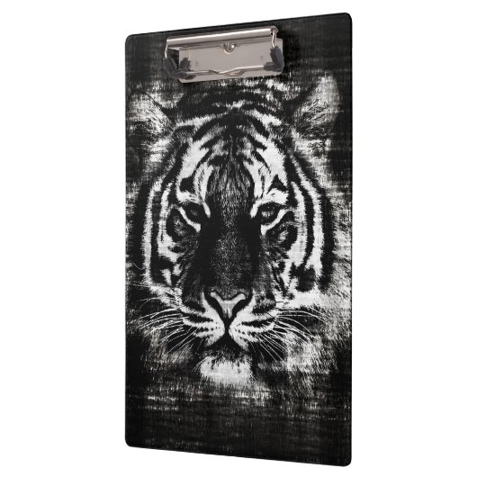 Black and White Tiger Face #2 Klemmbrett (Links)