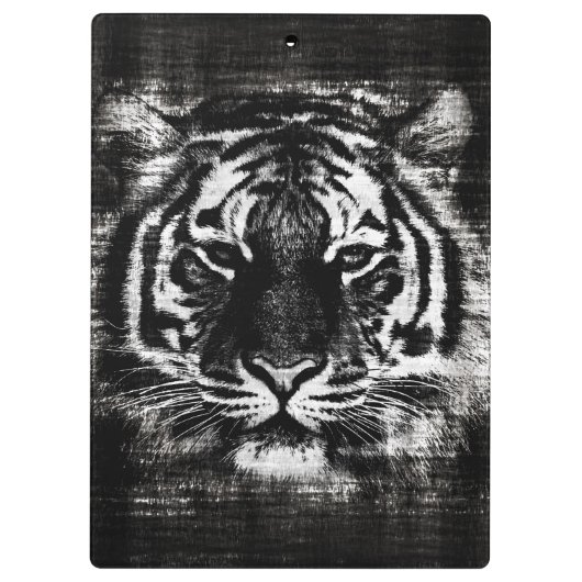Black and White Tiger Face #2 Klemmbrett (Rückseite)