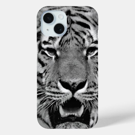 Black and White Tiger Face Case-Mate iPhone Hülle (Rückseite)