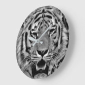 Black and White Tiger Face Große Wanduhr (Winkel)