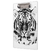 Black and White Tiger Face Klemmbrett (Links)