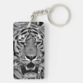 Black and White Tiger Face Schlüsselanhänger (Rückseite)