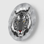 Black And White Tiger Große Wanduhr (Winkel)