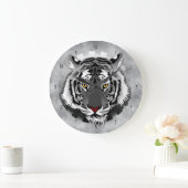 Black And White Tiger Große Wanduhr (Zuhause)