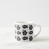 Black and White Tiki Fish and Flower Pattern Espressotasse (Rechts)