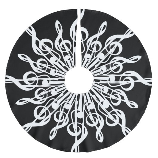 Black and White Treble Clef Snowflake Music Theme Polyester Weihnachtsbaumdecke (Vorderseite)