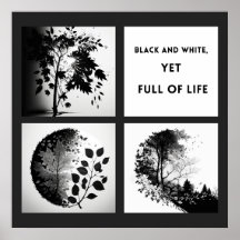 Black and White Tree and Leaf Set - Original Poste