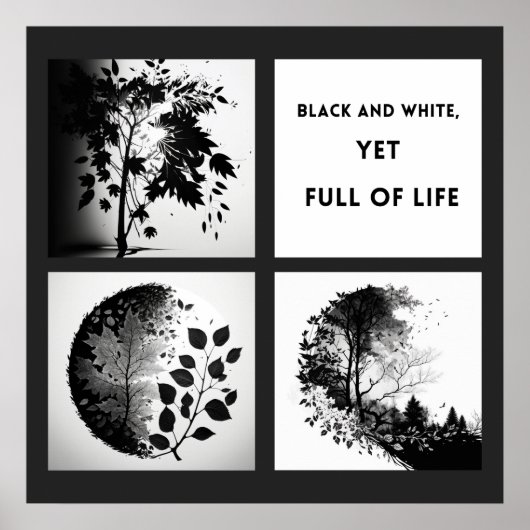 Black and White Tree and Leaf Set - Original Poste Poster (Vorne)