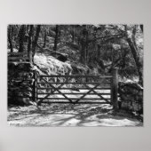 BLACK AND WHITE TREES AND GATE LANDSCAPE POSTER (Vorne)