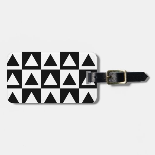 Black and White Triangle getric shape pattern Gepäckanhänger (Vorderseite horizontal)