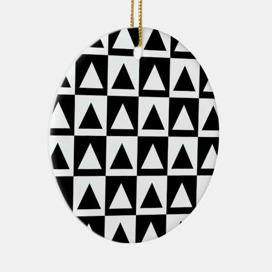 Black and White Triangle getric shape pattern Keramik Ornament (Rechts)