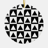 Black and White Triangle getric shape pattern Keramik Ornament (Vorne)