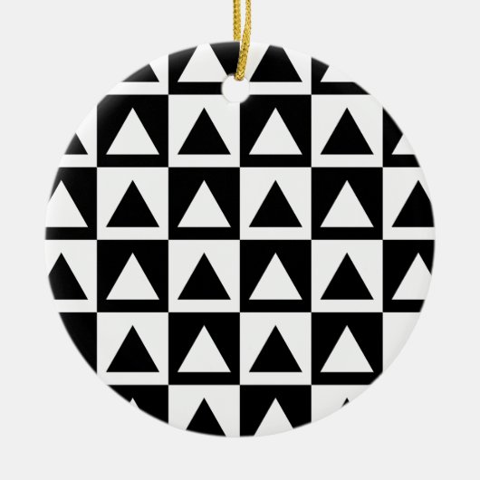 Black and White Triangle getric shape pattern Keramik Ornament (Vorne)