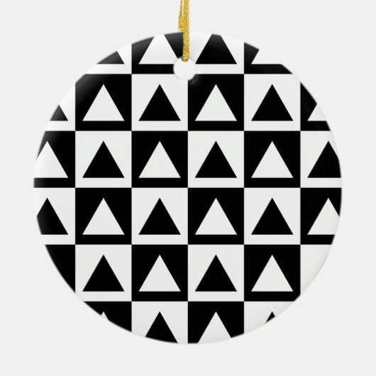 Black and White Triangle getric shape pattern Keramik Ornament (Hinten)
