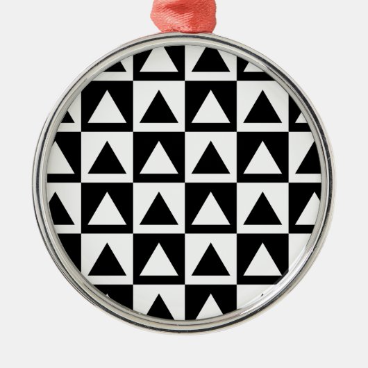 Black and White Triangle getric shape pattern Ornament Aus Metall (Vorne)