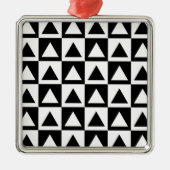 Black and White Triangle getric shape pattern Ornament Aus Metall (Vorne)
