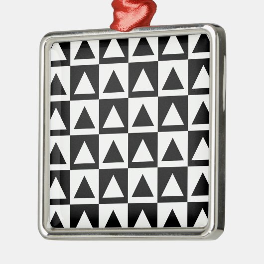 Black and White Triangle getric shape pattern Ornament Aus Metall (Links)