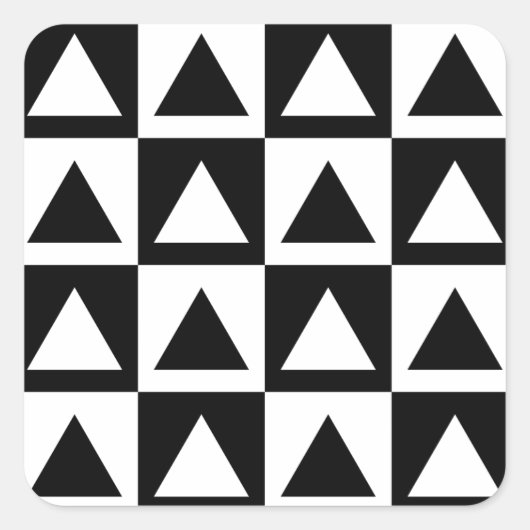 Black and White Triangle getric shape pattern Quadratischer Aufkleber (Vorderseite)