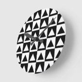 Black and White Triangle getric shape pattern Runde Wanduhr (Winkel)