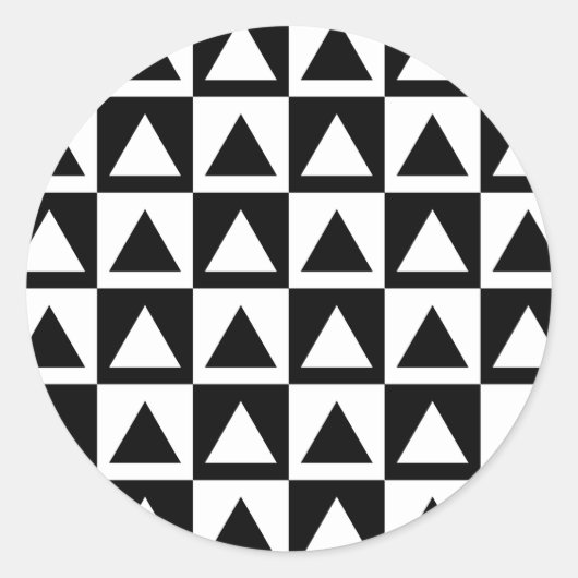 Black and White Triangle getric shape pattern Runder Aufkleber (Vorderseite)