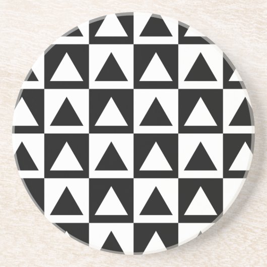 Black and White Triangle getric shape pattern Sandstein Untersetzer (Vorne)