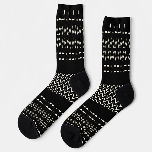 Black And White Tribal Print Crew Socks Socken (Linkes Detail)