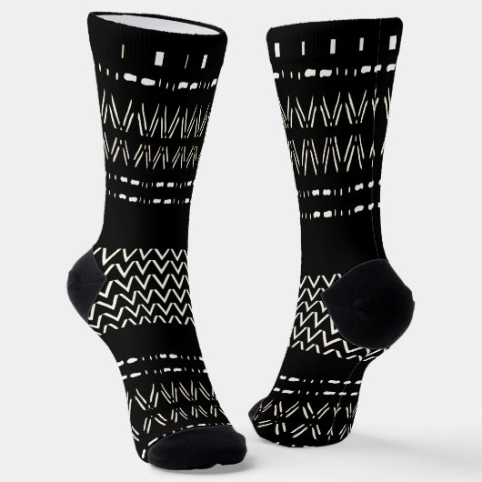 Black And White Tribal Print Crew Socks Socken (Gewinkelt)