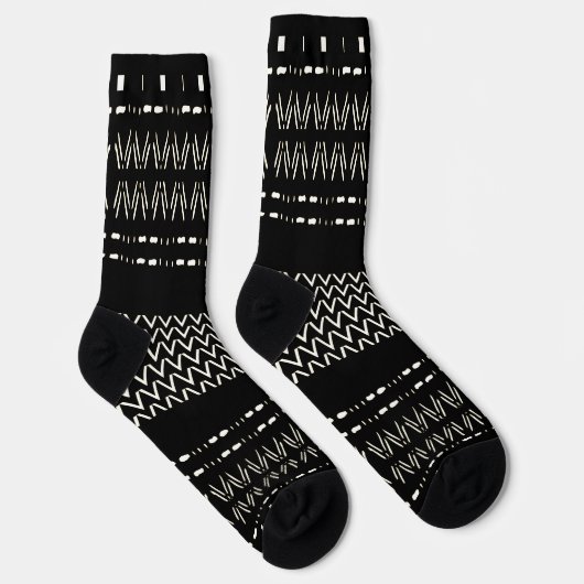 Black And White Tribal Print Crew Socks Socken (Rechts)