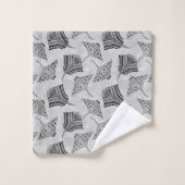 Black and White Tribal Stingrays Badhandtuch Set (Waschlappen)