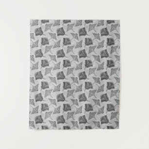 Black and White Tribal Stingrays Wandteppich