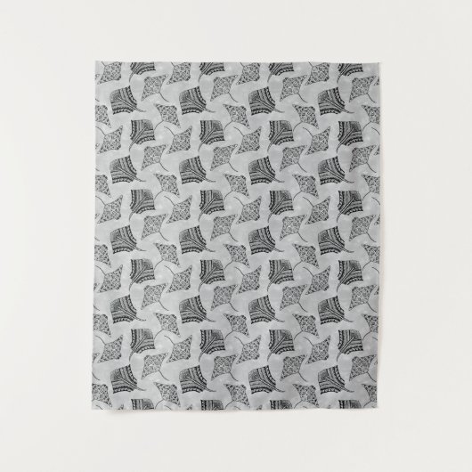 Black and White Tribal Stingrays Wandteppich (Vorderseite)