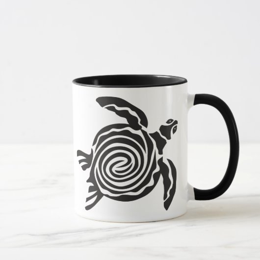 Black and White Tribal Turtle Tasse (Rechts)