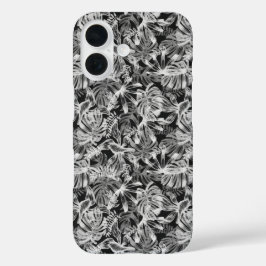 Black and White Tropical Blätter - Handy Case