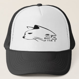 Black and White Trucker Hat   Minimalistische Katz Truckerkappe