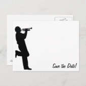 Black and White Trumpet Jazz Musician Ankündigungspostkarte (Vorne/Hinten)