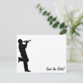 Black and White Trumpet Jazz Musician Ankündigungspostkarte (Stehend Vorderseite)